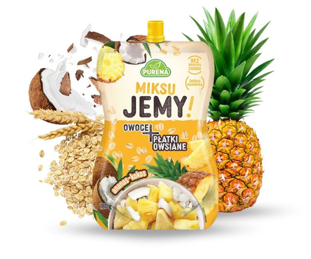 miksuJEMY Ananas-Kokos + Płatki Owsiane – Egzotyczna Moc w Zdrowej Przekąsce, 180g
