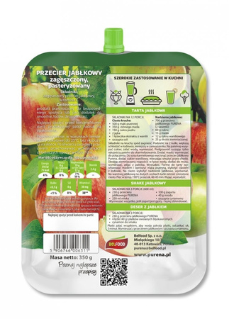 Przecier jabłkowy 100% bez cukru PURENA – naturalna słodycz jabłek w poręcznej saszetce 350g
