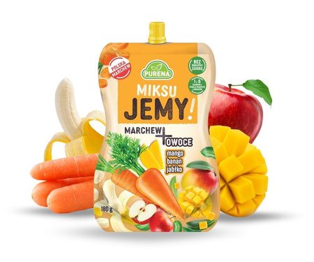 Przekąska miksuJEMY MARCHEW + mango-banan-jabłko 180g