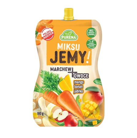 Przekąska miksuJEMY MARCHEW + mango-banan-jabłko 180g