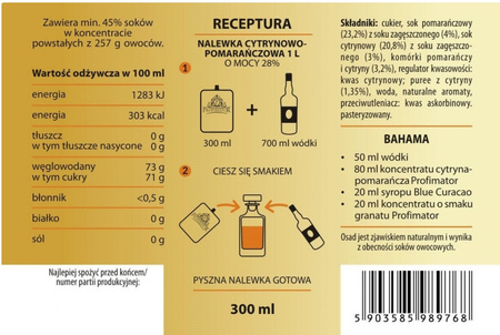 CYTRYNA-POMARAŃCZA 300ml – baza do cytrusowych drinków i lemoniad