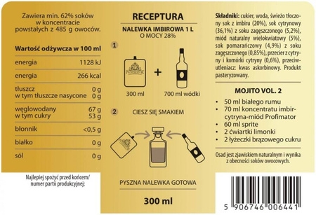Koncentrat imbir-cytryna-miód 300ml – PROFIMATOR do nalewek i drinków