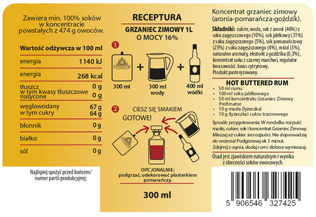 Grzaniec Zimowy PROFIMATOR 300ml – Bezalkoholowy Koncentrat do Drinków i Napojów