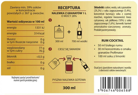 Koncentrat GRANAT 300ml – owocowa baza bez alkoholu do drinków i nalewek