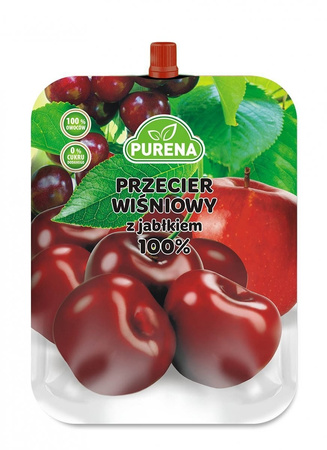 Przecier wiśniowo-jabłkowy 100% bez cukru PURENA – intensywny smak natury w poręcznej saszetce 250g