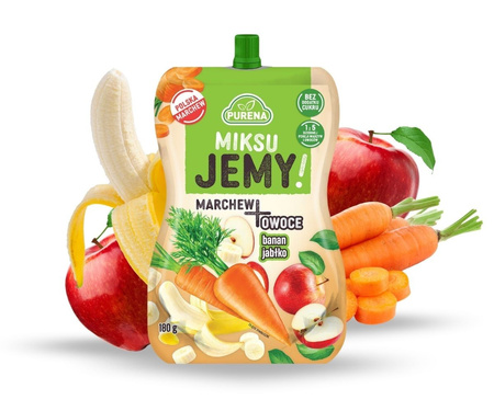 Naturalna przekąska miksuJEMY – Marchew + Banan + Jabłko 180g – zdrowa energia na każdy dzień