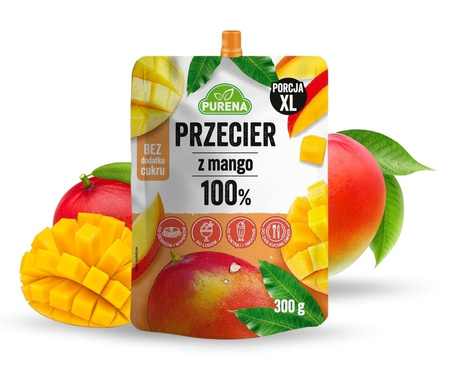 Przecier z mango 100% bez cukru PURENA – tropikalna esencja w saszetce 300g