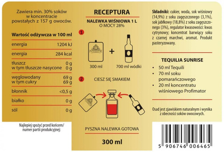 Bezalkoholowy koncentrat wiśniowy PROFIMATOR 300 ml – naturalna baza do nalewek i drinków