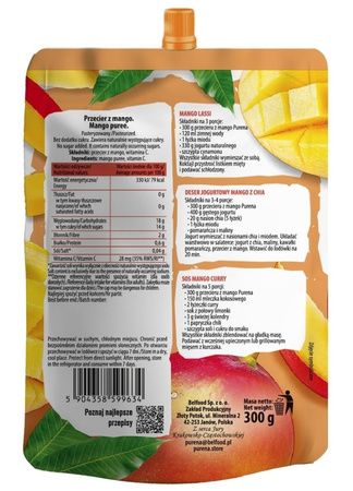 Przecier z mango 100% bez cukru PURENA – tropikalna esencja w saszetce 300g