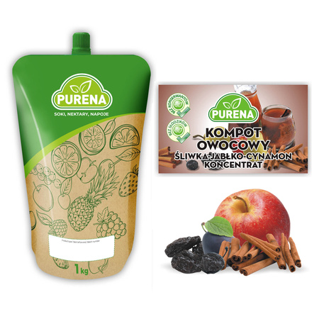 Kompot śliwka-jabłko-cynamon Purena – koncentrat 1 kg, 6 l