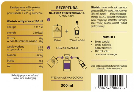 Bezalkoholowy koncentrat porzeczkowy PROFIMATOR 300 ml – intensywny smak do nalewek i drinków