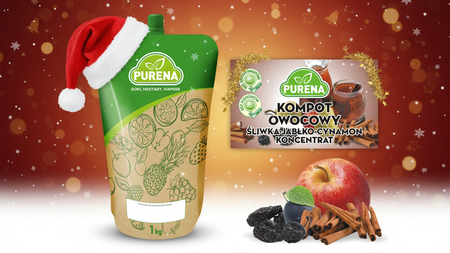 Kompot śliwka-jabłko-cynamon Purena – koncentrat 1 kg, 6 l