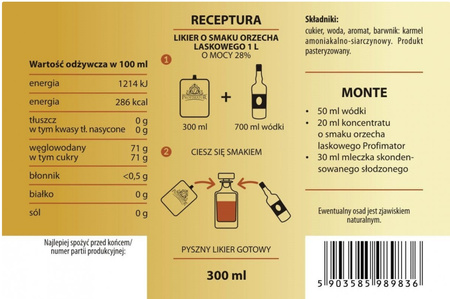 Orzech laskowy 300ml – bezalkoholowa baza do likierów i deserowych drinków