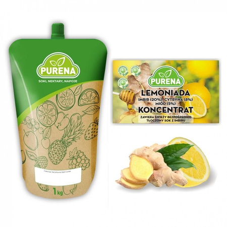 Lemoniada Imbir-Cytryna-Miód Koncentrat 1 kg – Naturalny napój z 28% soków, na 6 litrów