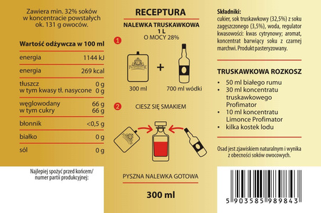 Profimator Truskawka 300 ml – baza do drinków i nalewek o intensywnym smaku owoców lata
