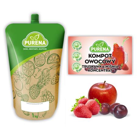 Kompot truskawka-wiśnia Purena – koncentrat 1 kg na 6 l